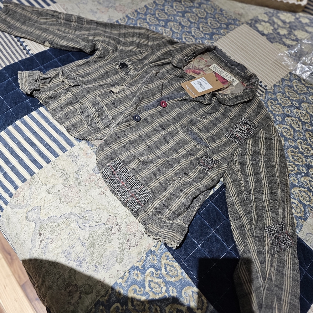 Magnolia Pearl Striped Jacket - Black and Cream